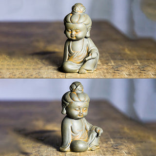 Buddha Gift Handmade Ksitigarbha Kwan Yin Guanyin Avalokitesvara Tathagata Iron Powder Rust Cast Resin Statue Home Decoration