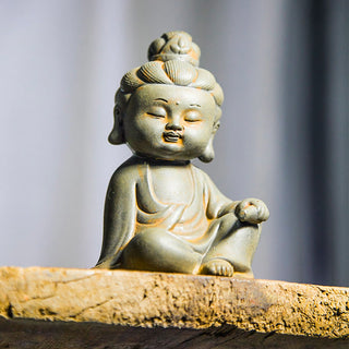 Buddha Gift Handmade Ksitigarbha Kwan Yin Guanyin Avalokitesvara Tathagata Iron Powder Rust Cast Resin Statue Home Decoration