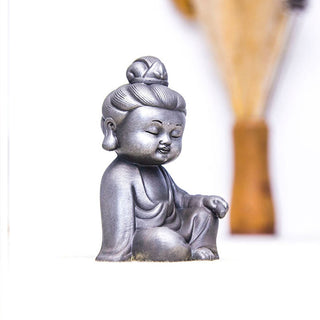 Buddha Gift Handmade Ksitigarbha Kwan Yin Guanyin Avalokitesvara Tathagata Iron Powder Rust Cast Resin Statue Home Decoration