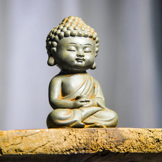 Buddha Gift Handmade Ksitigarbha Kwan Yin Guanyin Avalokitesvara Tathagata Iron Powder Rust Cast Resin Statue Home Decoration