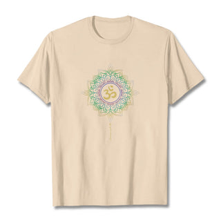 Buddha Gift OM Yellow Green Gradient Lotus Cotton Tee T-shirt