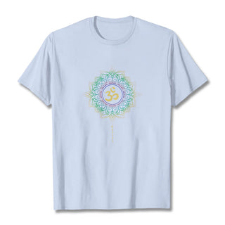 Buddha Gift OM Yellow Green Gradient Lotus Cotton Tee T-shirt