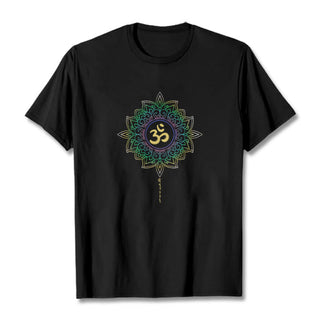 Buddha Gift OM Yellow Green Gradient Lotus Cotton Tee T-shirt