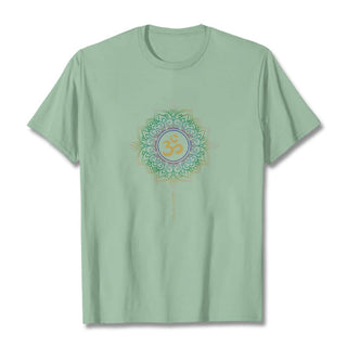 Buddha Gift OM Yellow Green Gradient Lotus Cotton Tee T-shirt