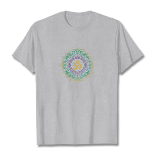 Buddha Gift OM Yellow Green Gradient Lotus Cotton Tee T-shirt