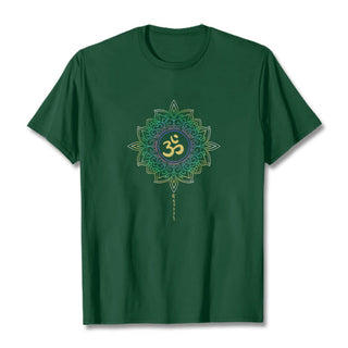 Buddha Gift OM Yellow Green Gradient Lotus Cotton Tee T-shirt
