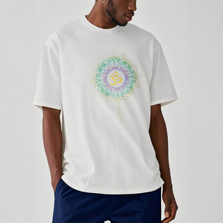 Buddha Gift OM Yellow Green Gradient Lotus Cotton Tee T-shirt