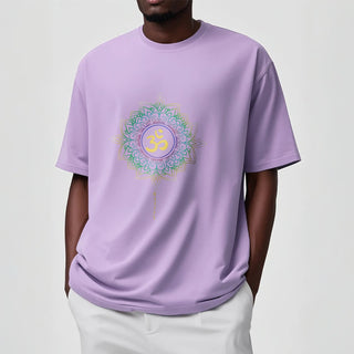 Buddha Gift OM Yellow Green Gradient Lotus Cotton Tee T-shirt