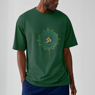 Buddha Gift OM Yellow Green Gradient Lotus Cotton Tee T-shirt