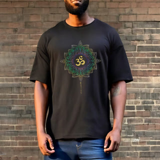 Buddha Gift OM Yellow Green Gradient Lotus Cotton Tee T-shirt