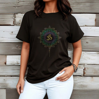 Buddha Gift OM Yellow Green Gradient Lotus Cotton Tee T-shirt