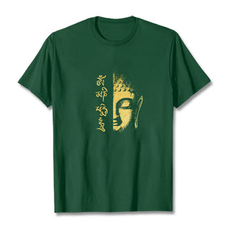 Buddha Gift Om Mani Padme Hum Golden Buddha Cotton Tee T-shirt