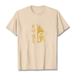 Buddha Gift Om Mani Padme Hum Golden Buddha Cotton Tee T-shirt