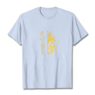 Buddha Gift Om Mani Padme Hum Golden Buddha Cotton Tee T-shirt