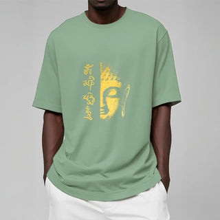 Buddha Gift Om Mani Padme Hum Golden Buddha Cotton Tee T-shirt