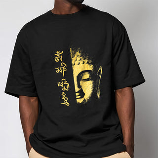 Buddha Gift Om Mani Padme Hum Golden Buddha Cotton Tee T-shirt