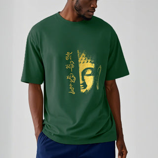 Buddha Gift Om Mani Padme Hum Golden Buddha Cotton Tee T-shirt
