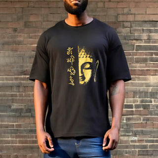 Buddha Gift Om Mani Padme Hum Golden Buddha Cotton Tee T-shirt