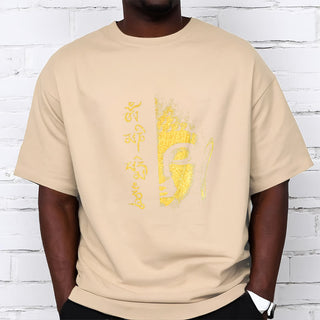 Buddha Gift Om Mani Padme Hum Golden Buddha Cotton Tee T-shirt