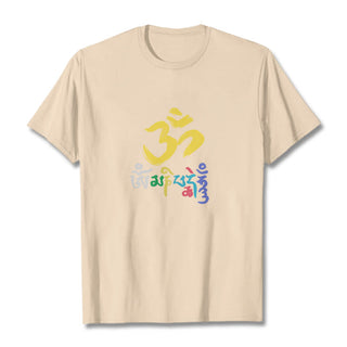 Buddha Gift Colorful Om Mani Padme Hum Cotton Tee T-shirt