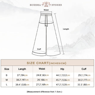 Buddha Gift Loose Cotton Linen Drawstring Wide Leg Pants With Pockets