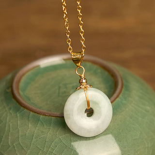 Buddha Gift Jade Peace Buckle Necklace Luck Pendant