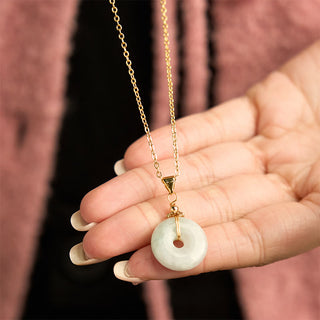 Buddha Gift Jade Peace Buckle Necklace Luck Pendant