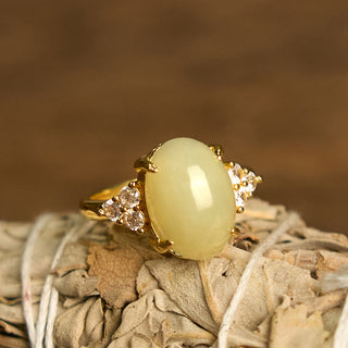 Buddha Gift Hetian Jade Egg Alloy Ring