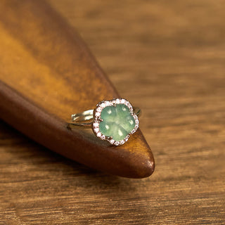 Buddha Gift Jade Alloy Flower Ring