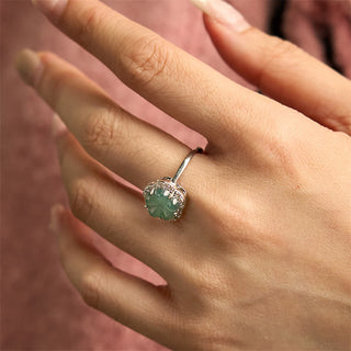 Buddha Gift Jade Alloy Flower Ring
