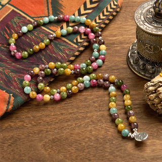 Buddha Gift 108 Mala Beads Multi-layer Natural Tourmaline Lotus Wisdom Bracelet