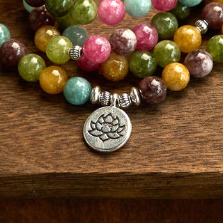 Buddha Gift 108 Mala Beads Multi-layer Natural Tourmaline Lotus Wisdom Bracelet
