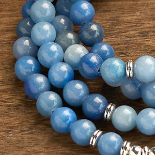 Buddha Gift 108 Mala Beads Multi-layer Natural Blue Aventurine Lotus Calm Bracelet
