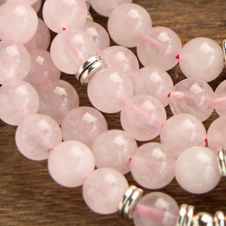 Buddha Gift 108 Mala Beads Natural Stone Rose Quartz Lotus Peace Bracelet