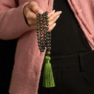 Buddha Gift 108 Mala Beads Natural Stone Hematite Tassel Powerful Bracelet