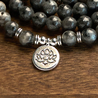Buddha Gift 108 Mala Beads Multi-layer Natural Black Glitter Stone Lotus Positivity Bracelet
