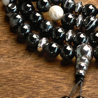 Buddha Gift 108 Mala Beads Natural Stone Black Onyx Protection Bracelet