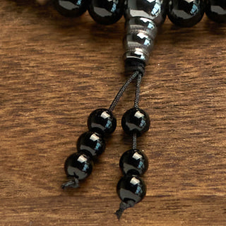 Buddha Gift 108 Mala Beads Natural Stone Black Onyx Protection Bracelet