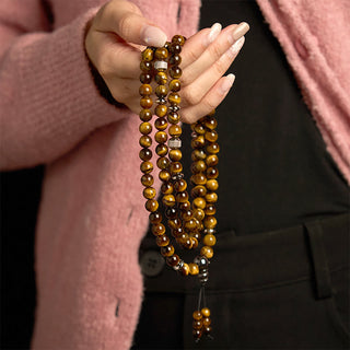 Buddha Gift 108 Mala Beads Natural Stone Tiger Eye Multi-turn Protection Bracelet