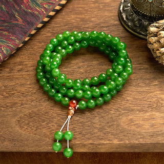 Buddha Gift 108 Mala Beads Natural Cyan Jade Luck Bracelet