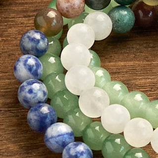 Buddha Gift 108 Mala Beads Natural Green Aventurine Blue Spot Jasper Indian Agate Green Tassel Luck Bracelet