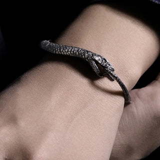 Buddha Gift Sterling Silver Snake Shape Texture Year Of The Snake Blessing Bracelet