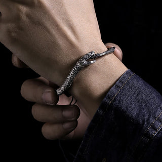Buddha Gift Sterling Silver Snake Shape Texture Year Of The Snake Blessing Bracelet
