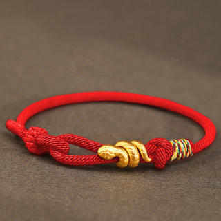 Buddha Gift 999 Gold Year of the Snake Design Handmade Luck Protection Rope Braided Bracelet