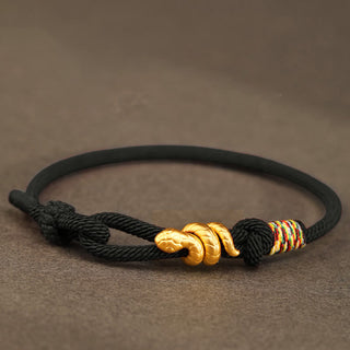 Buddha Gift 999 Gold Year of the Snake Design Handmade Luck Protection Rope Braided Bracelet