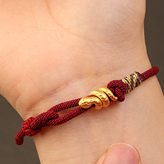 Buddha Gift 999 Gold Year of the Snake Design Handmade Luck Protection Rope Braided Bracelet