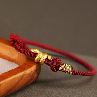 Buddha Gift 999 Gold Year of the Snake Design Handmade Luck Protection Rope Braided Bracelet