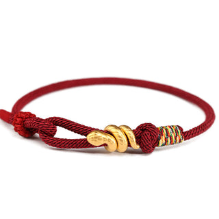 Buddha Gift 999 Gold Year of the Snake Design Handmade Luck Protection Rope Braided Bracelet