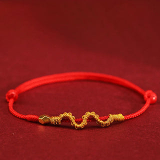 Buddha Gift 999 Gold Year of the Snake Handmade Luck Strength Braided Bracelet Anklet