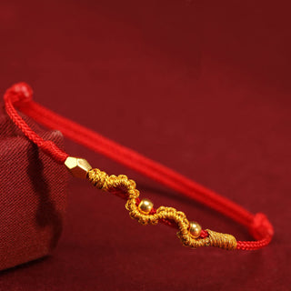 Buddha Gift 999 Gold Year of the Snake Handmade Luck Strength Braided Bracelet Anklet